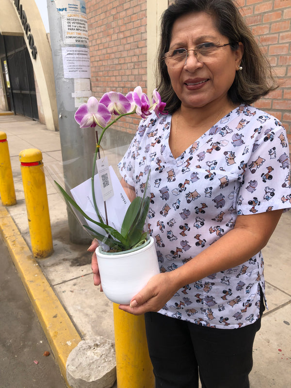 Cliente de ORKIDEA con su orquídea