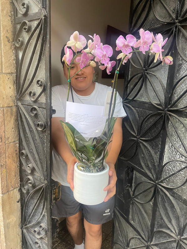 Cliente de ORKIDEA con su orquídea