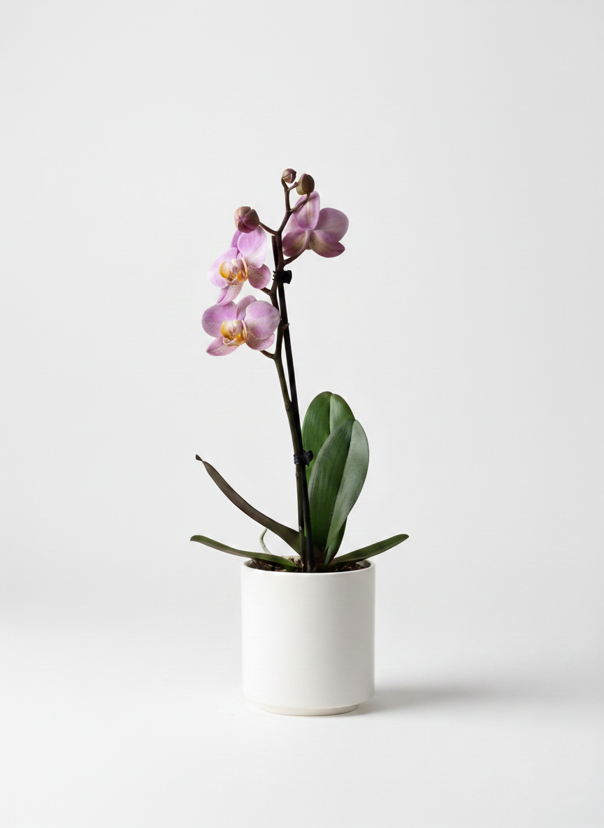 ORQUÍDEA ROSÉ EN MACETA DE CERAMICA BLANCA | ORQUIDEA PREMIUM